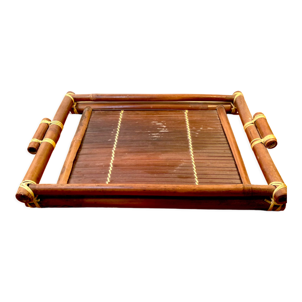 Plateau vintage en bambou