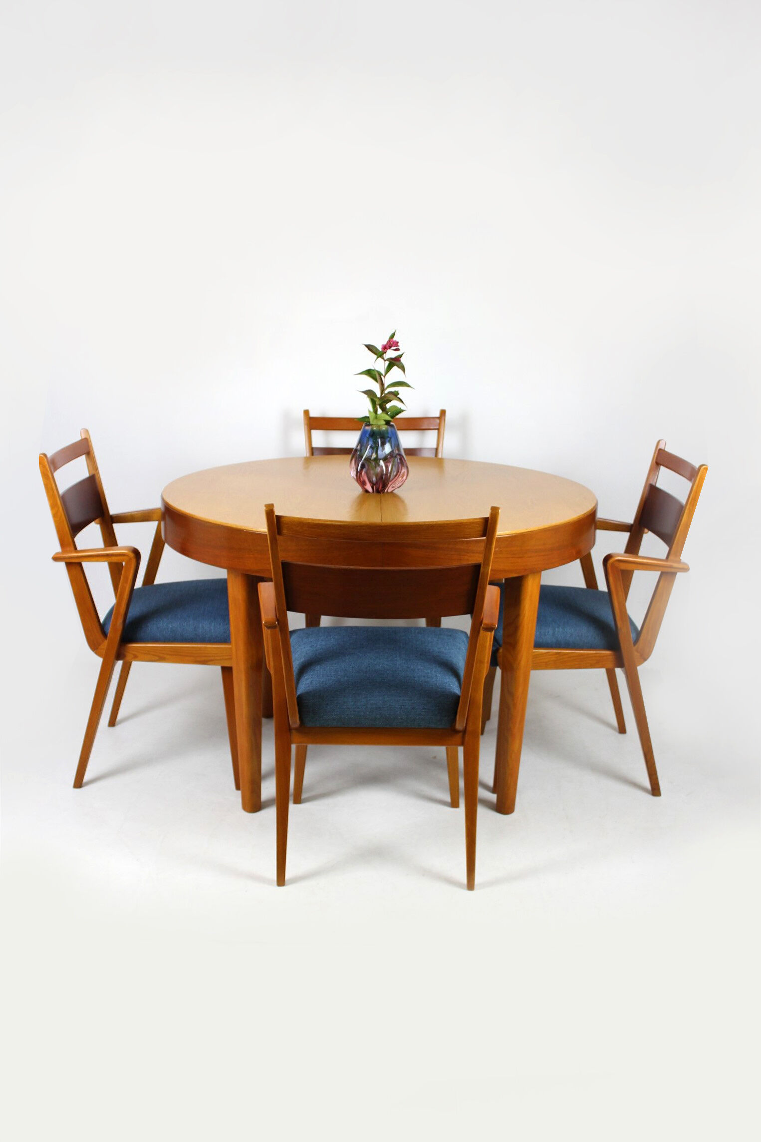 Ash & walnut dining chairs from Jitona Sobeslav, 1950