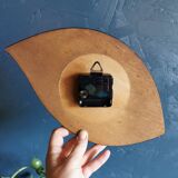 Vintage clock asymmetrical silent wall clock "Blue white ochre"