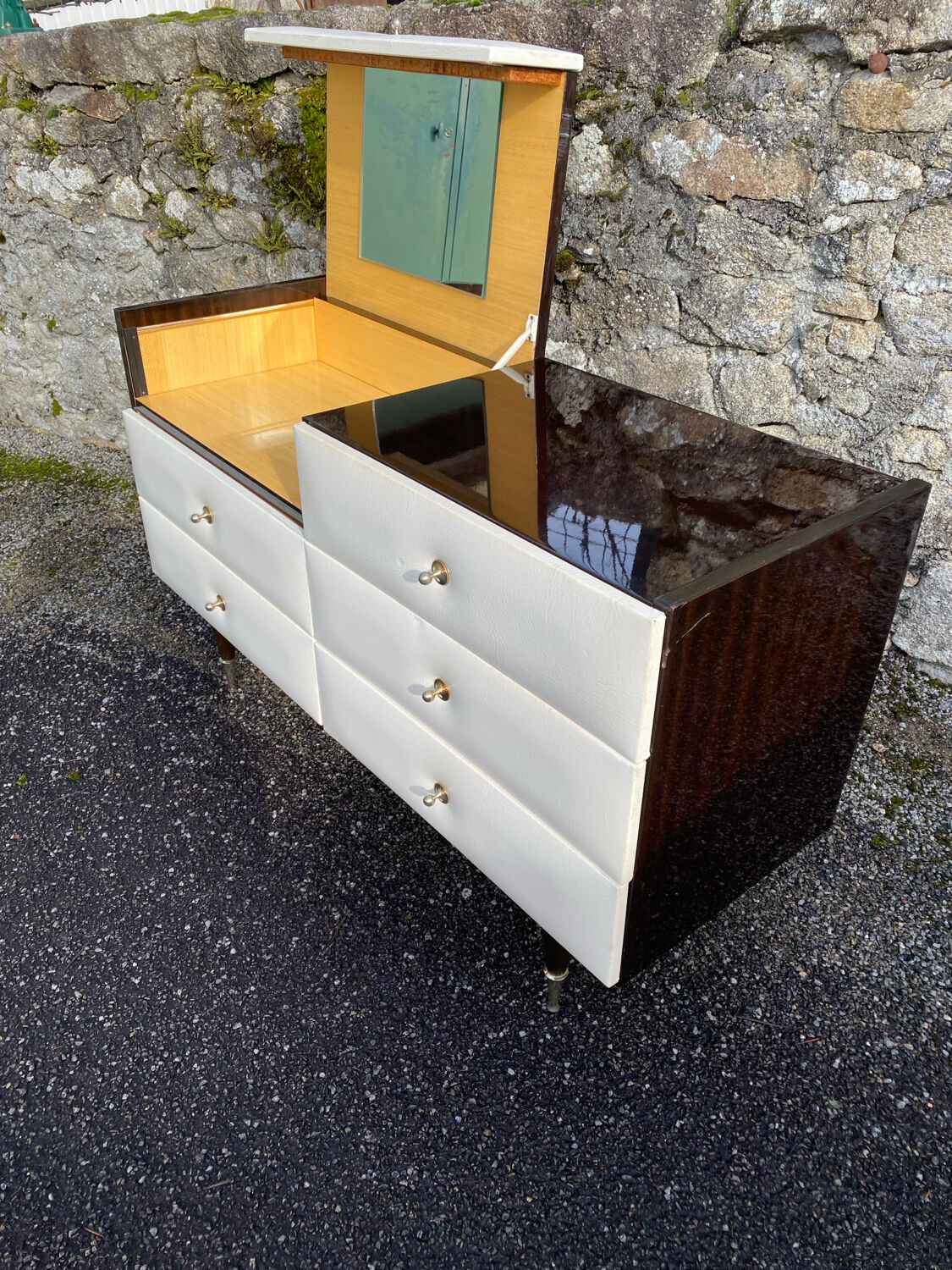 VINTAGE DRESSING TABLE WITH 6 DRAWERS 1960-1970 ROGER LANDAULT