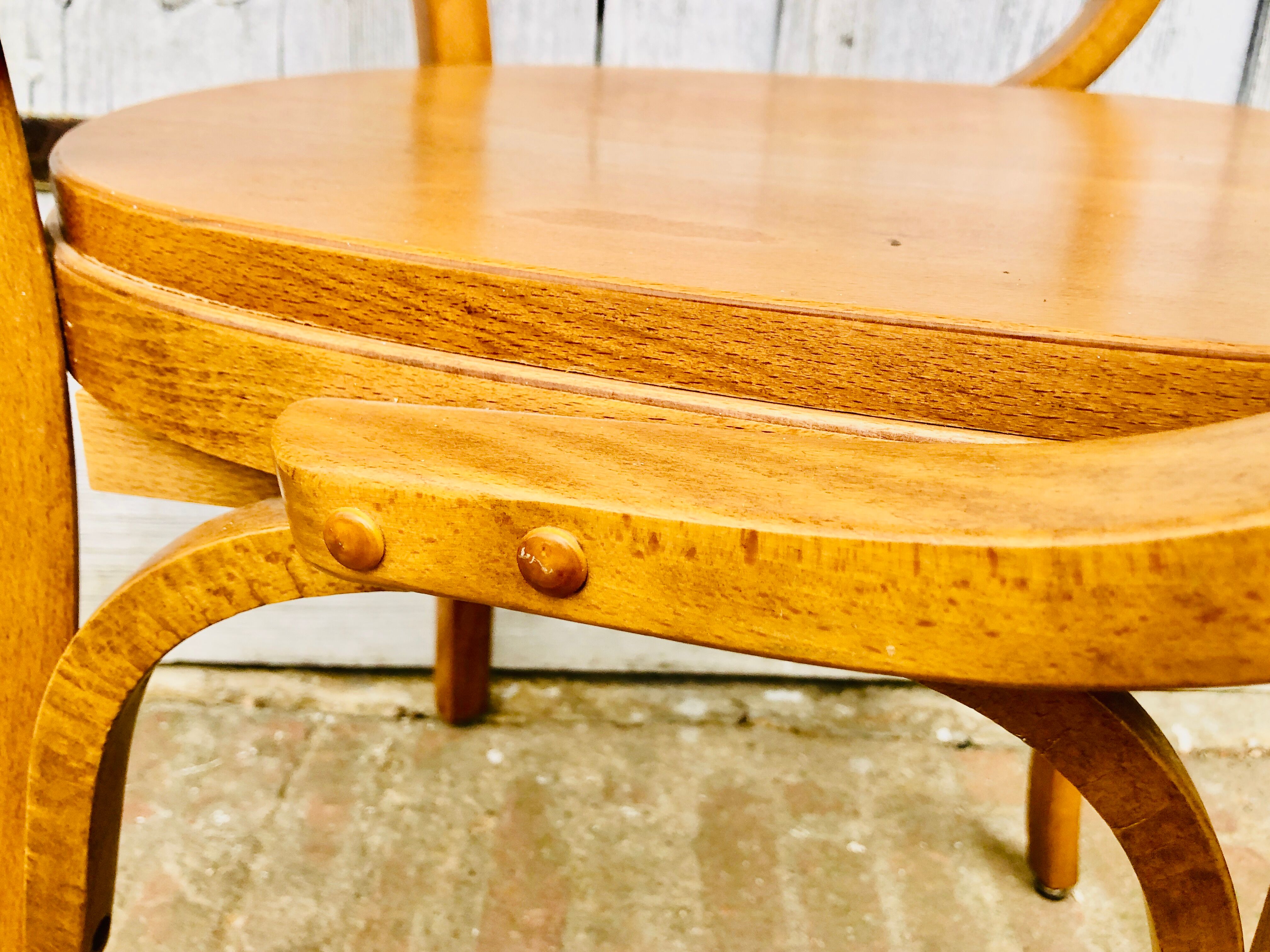 Baumann armchair curved wood armrests