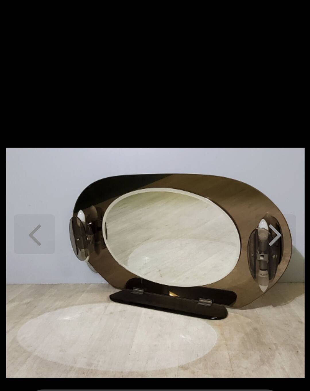 Lupi luxor oval mirror in smoked glass, 1960.70