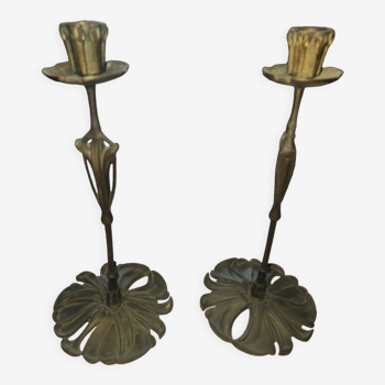 Pair of candlesticks Georges Le Feure 1901