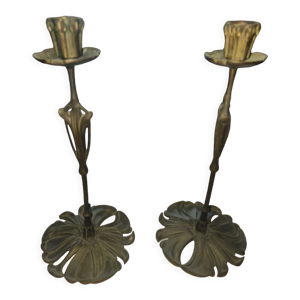 Paire de bougeoirs Georges Le Feure