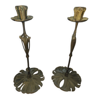 Pair of candlesticks Georges Le Feure 1901