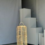 Large lantern-shaped rattan pendant lamp H50 D24