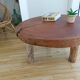 Brutalist circular coffee table in mahogany