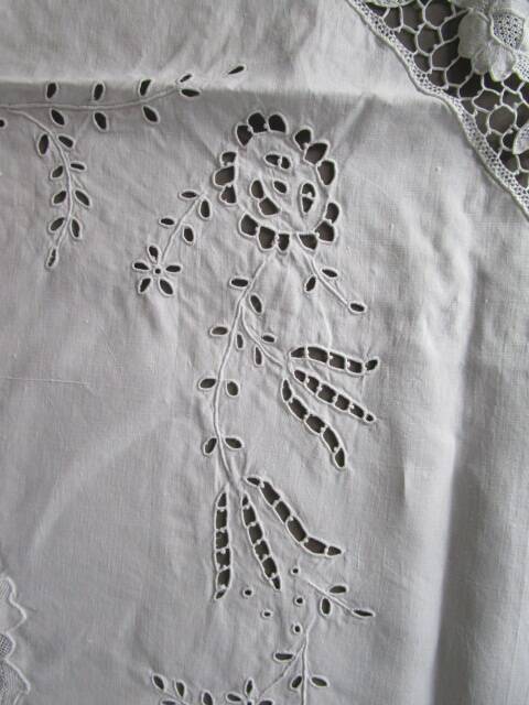Old embroidered tablecloth 145x135cm