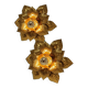Paire d’appliques fleurs Masca en métal doré