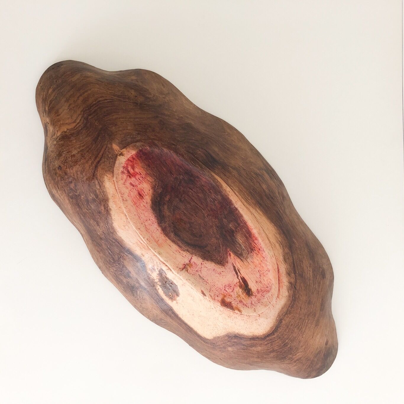 Flat wooden bowl