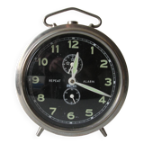 Old large mechanical alarm clock Peter Repeat Alarm chrome metal vintage retro decoration