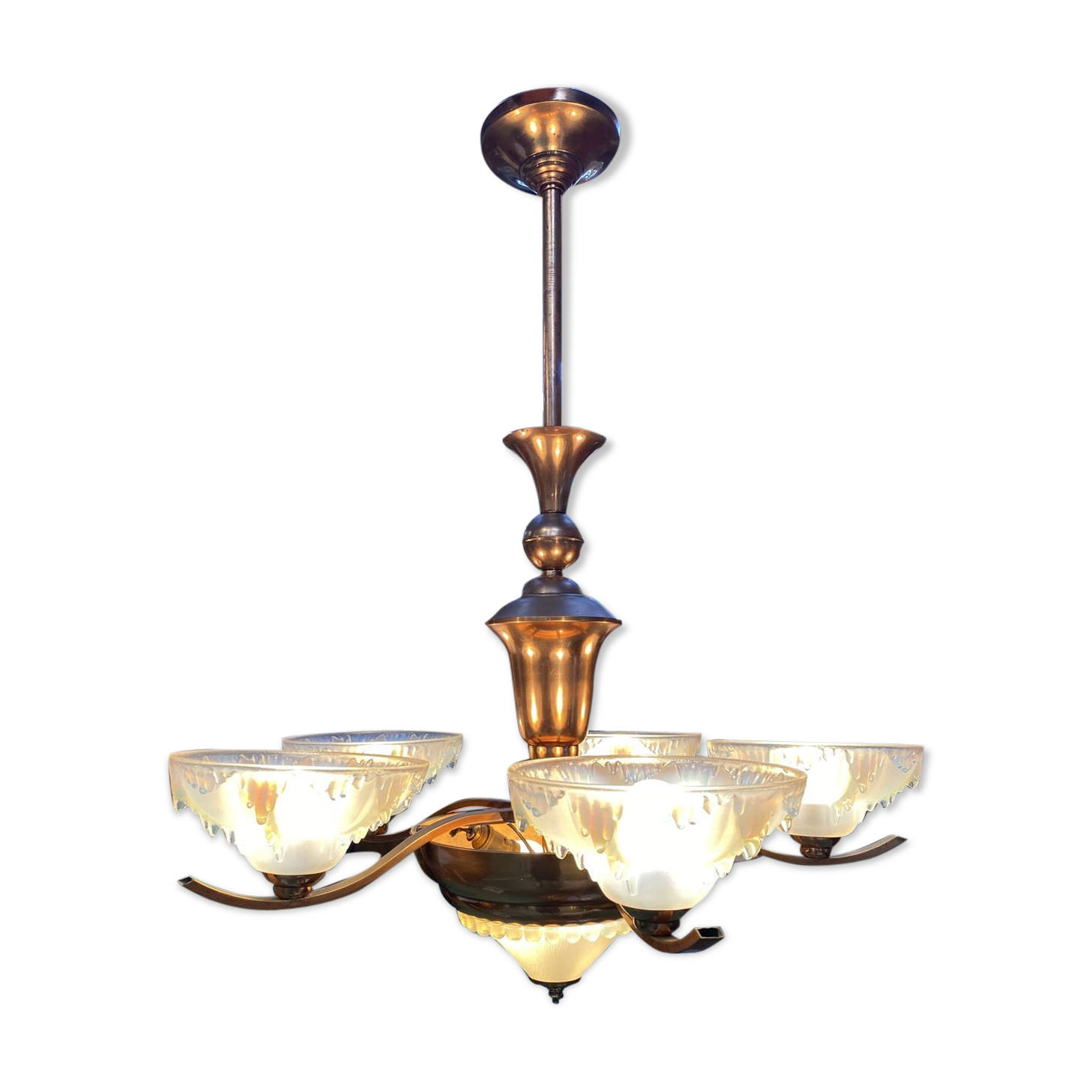 1940s brass chandelier