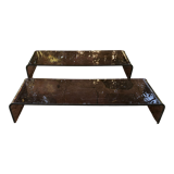 Vintage bookcase shelves plexiglass smoked