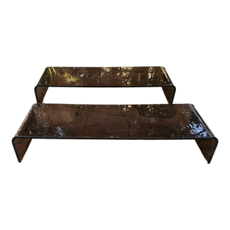 Vintage bookcase shelves plexiglass smoked