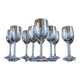 Set of 10 cut crystal liqueur glasses with twisted base and Arques crystal spikes