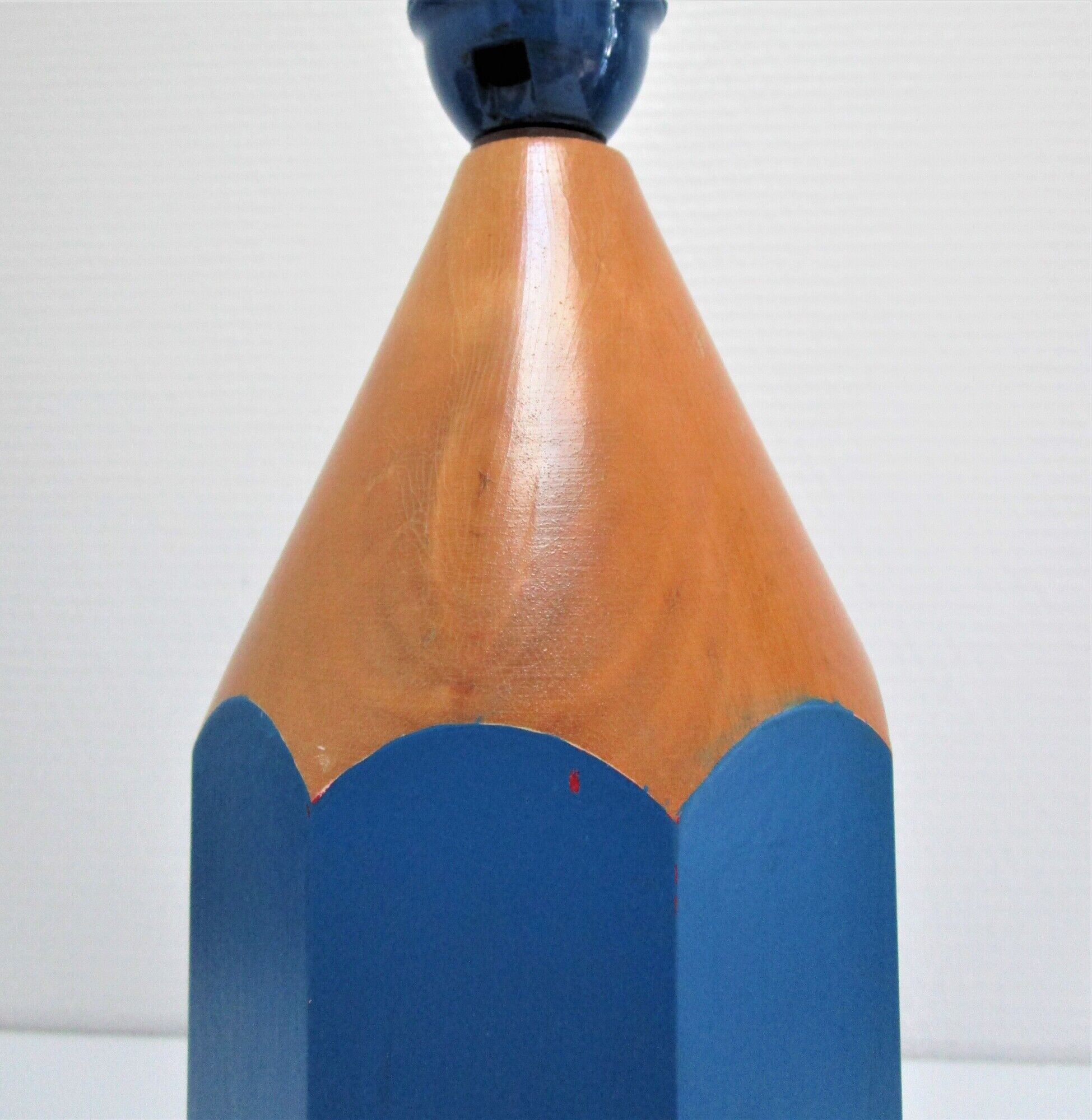 Lamp foot pencil solid wood vintage blue 80s