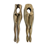 Pair of nutcrackers or anthropomorphic hazelnuts in bronze