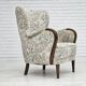 Fauteuil danois années 1955-60 en tissu fleuri multicolore