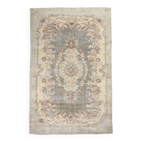 6x9 Ash Gray Handmade Wool Turkish Vintage Rug, 188x290Cm SK 5073