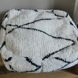 Housse de pouf berbère béni ouarain 100% laine blanche à losanges