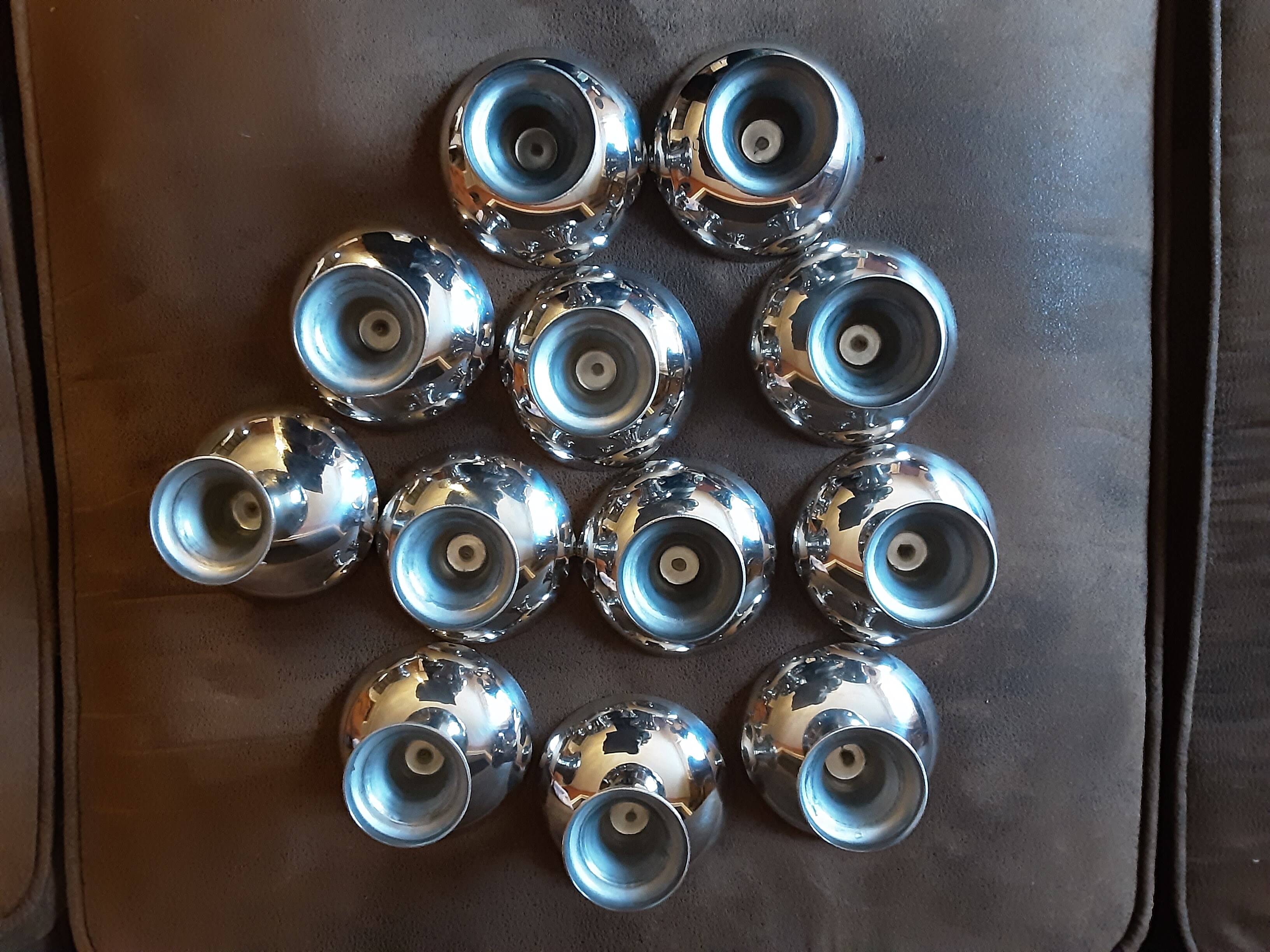 Set of 12 stainless steel footed bowls