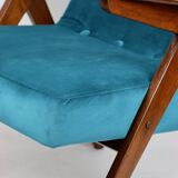 Fauteuil Bunny Vert Pétrole attribué à Józef Chierowski, 1970