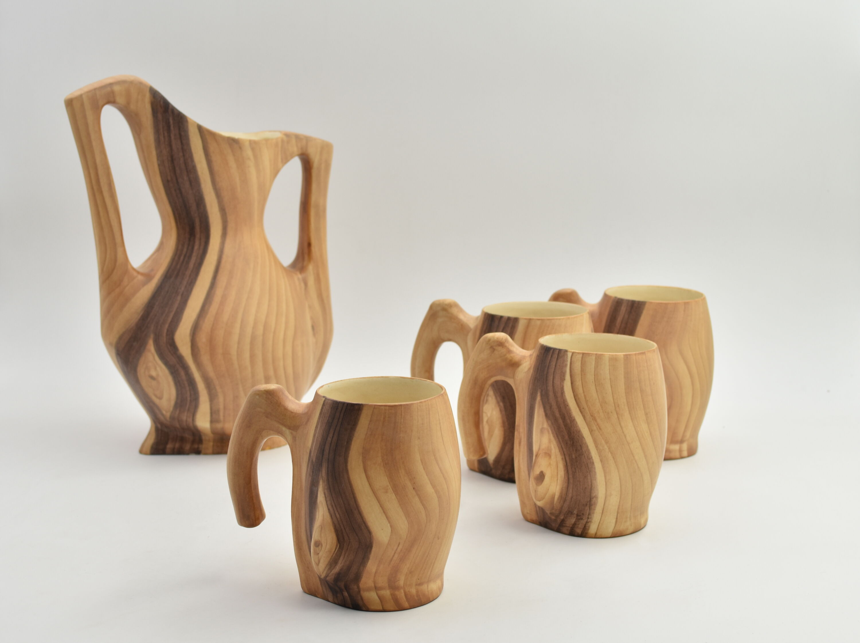 Vase with handles False wood Grandjean Jourdan in Vallauris 1960