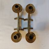 Pair of brutalist candlesticks in solid brass - 1960s