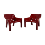 Pair of armchairs vicario bordeaux by Vico Magistretti for Artemide, 1970