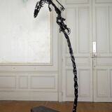 Brutalist sculptural wrought iron Dragon floor lamp, France