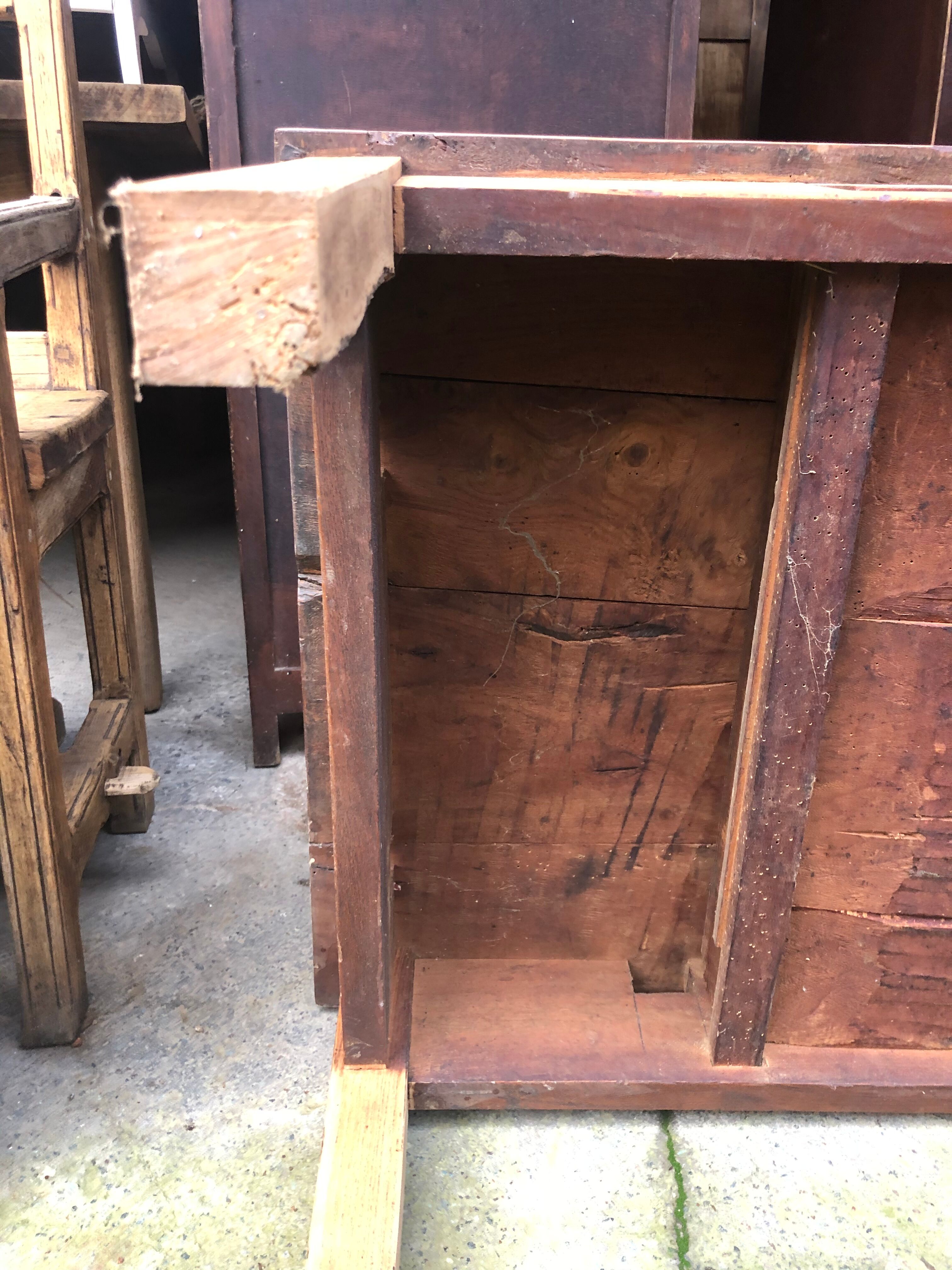 Raw wood farm table coffee table