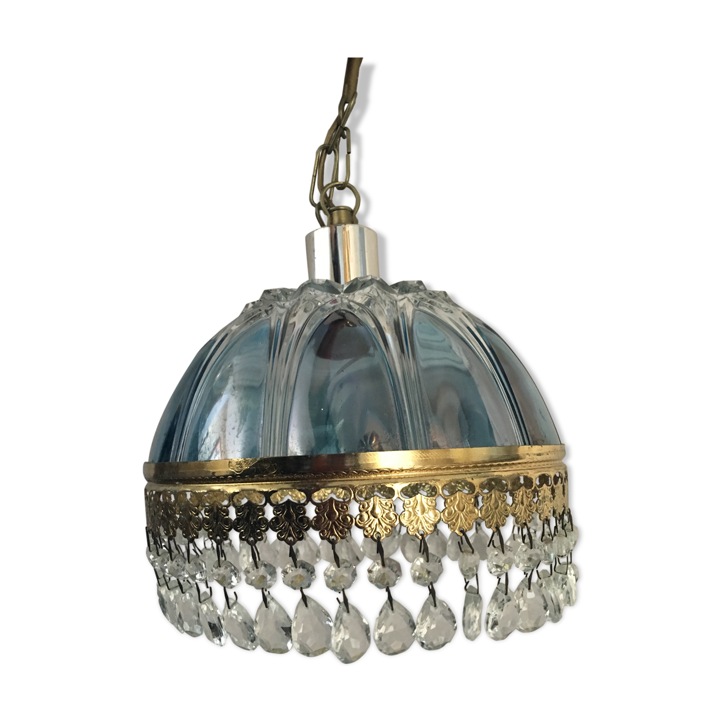 Glass chandelier Blues shabby chic has tassels