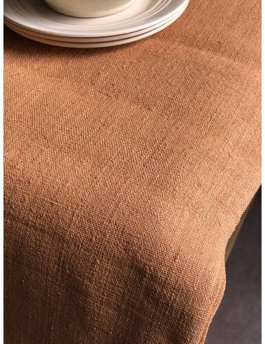 Antique Harvest Tablecloth in Pure Hemp, Tinted in Terracotta