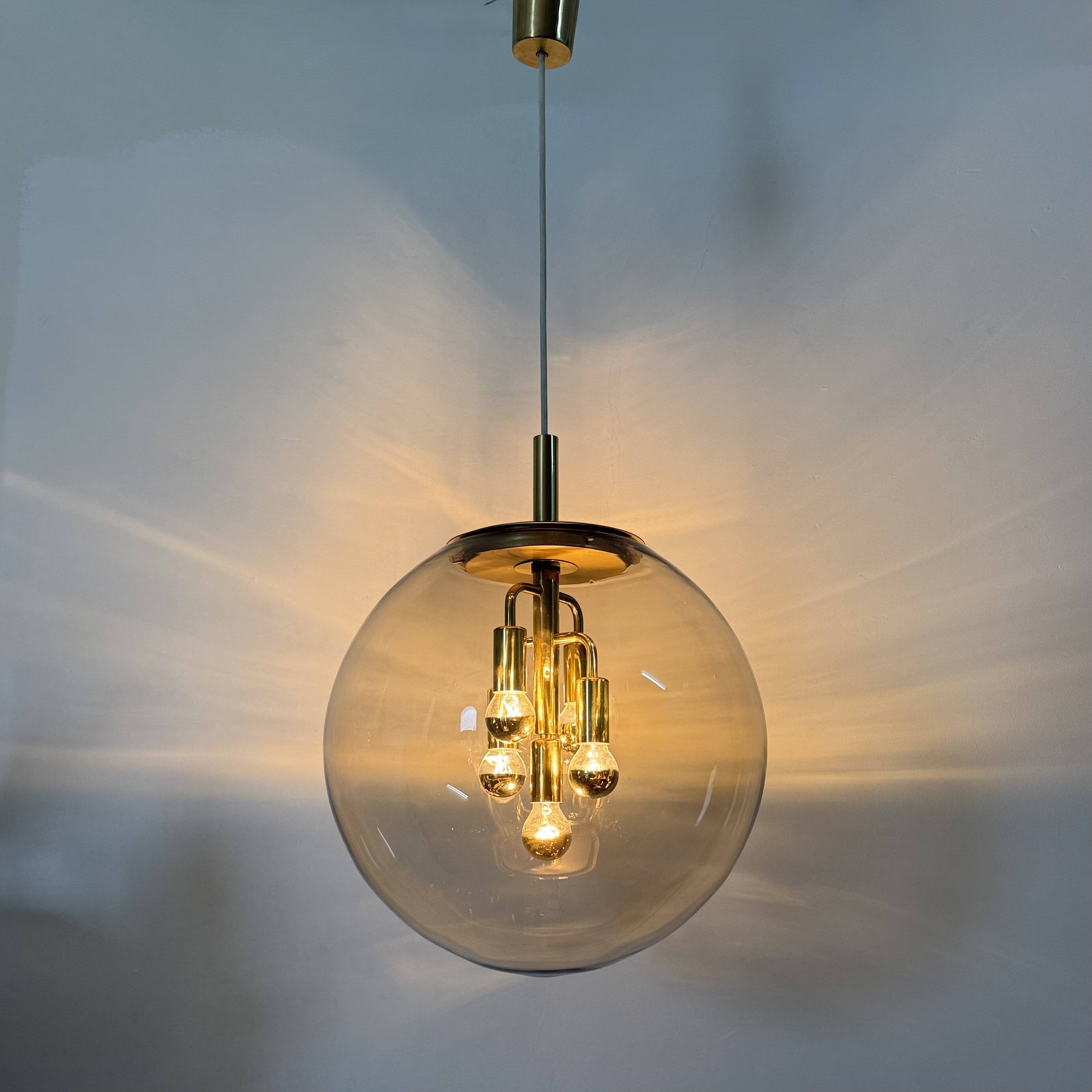 Doria Leuchten globe glass hanging lamp , 1970s
