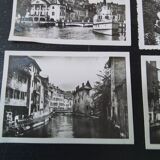 Set of 5 black and white photos of Annecy