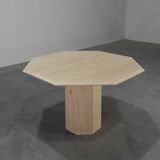 Mid-Century Italian octagonal Travertine Dining Table, 1980s