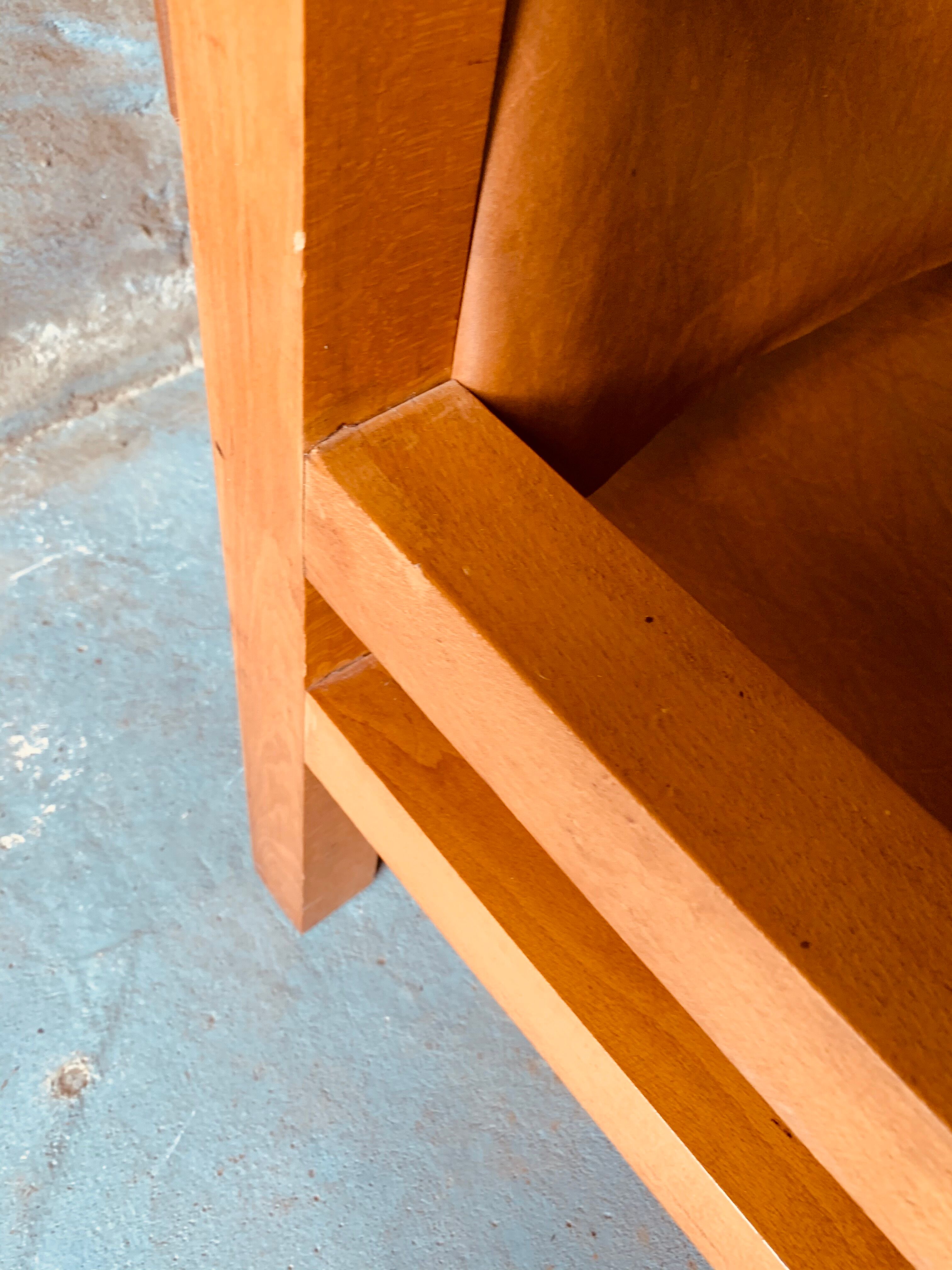 Safari armchair in wood and leather -1950's