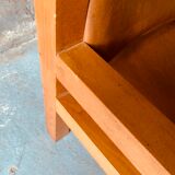 Safari armchair in wood and leather -1950's