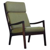 Vintage mahogany senator high back lounge chair by Ole Wanscher for Cado, 1960s