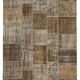 Hand-knotted turkish vintage 198 cm x 300 cm brown patchwork carpet