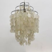 Mid-century mother of pearl Capiz shell Verner Panton style hanging lamp, 1970s