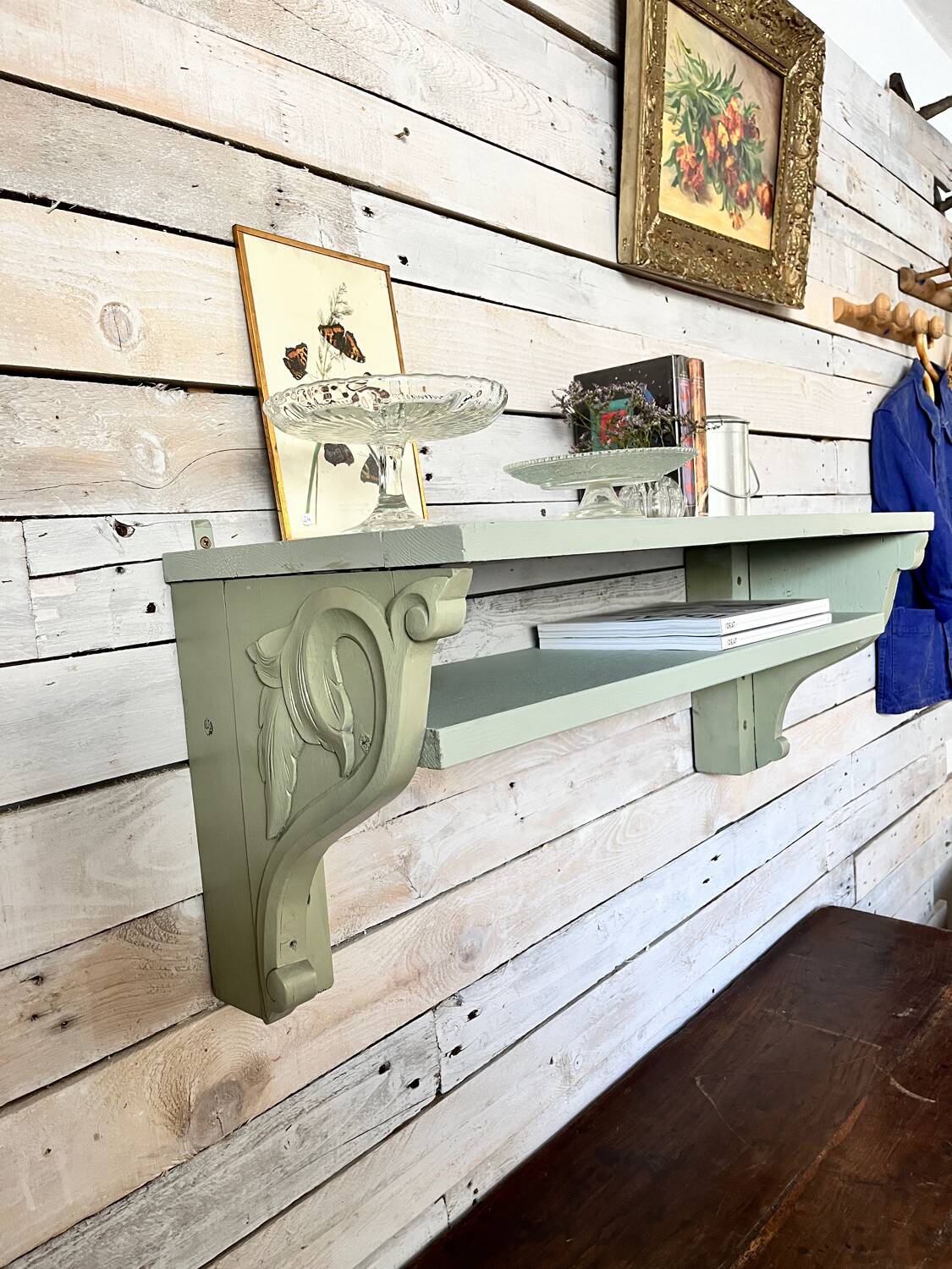 Celadon solid wood shelf