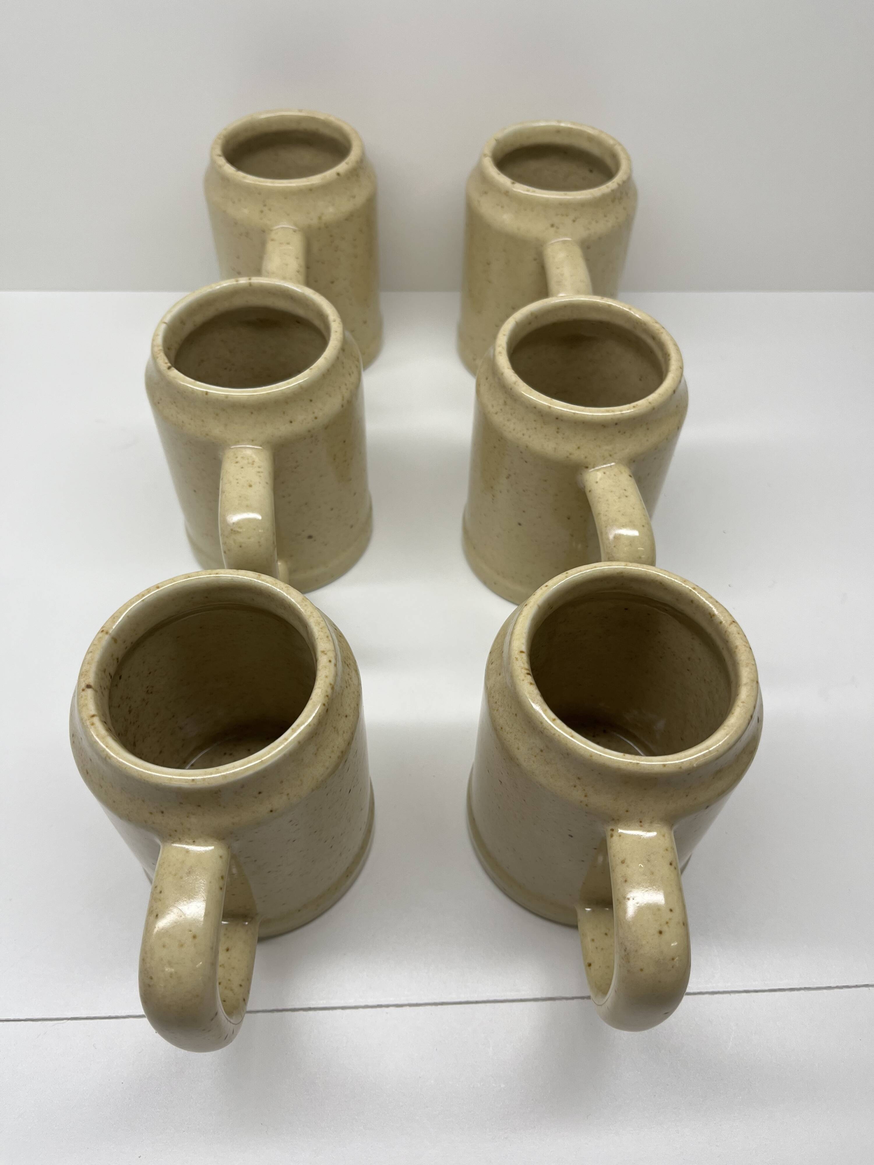 6 stoneware beer mugs