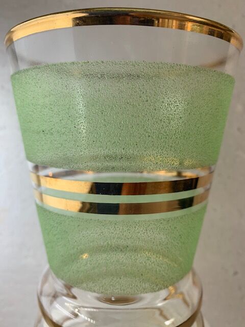 1950s vase in green granite frosted glass