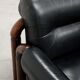 Brazilian Modernist Armchair in Black Leather and Solid Wood, 1970s