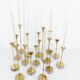 Set of 15 Scandinavian candle holders in brass and glass, Gunnar Ander, Ystad Met