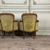 Pair of louis xv style armchairs in carved beech around 1920