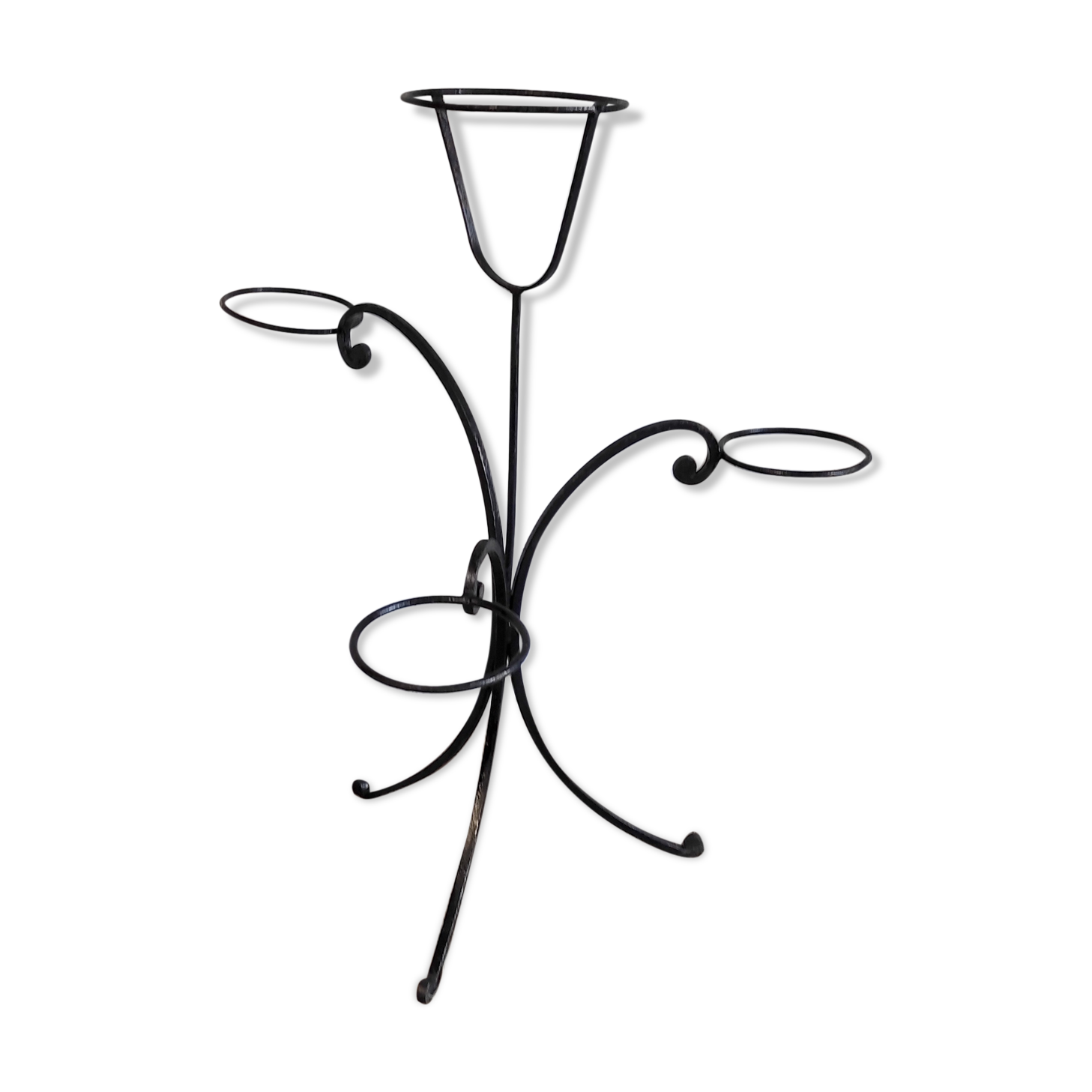 Black lacquered metal plant holder 50s/60s