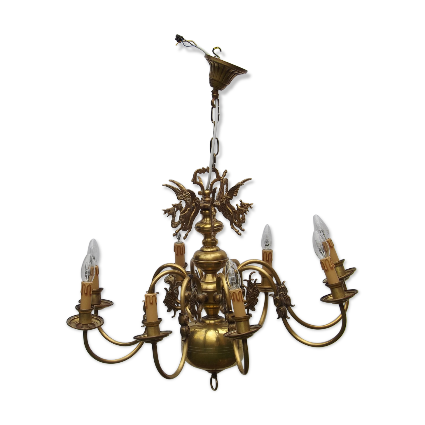 Dutch brass and bronze chandelier