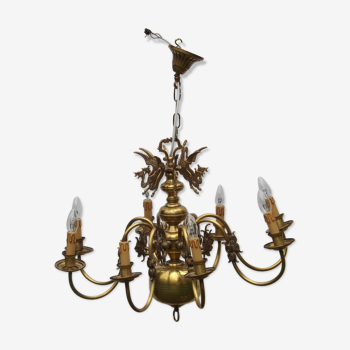 Dutch brass and bronze chandelier